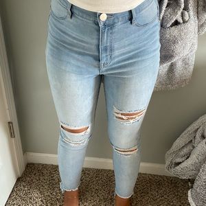 Light Blue Ripped Skinny Jeans